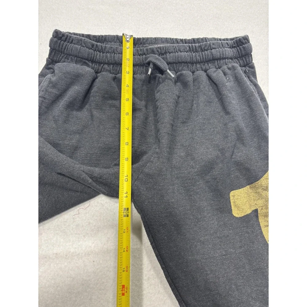 True Religion Mens Medium Gray Lounge Jogger Sweatpants Gold Logo RN 90737